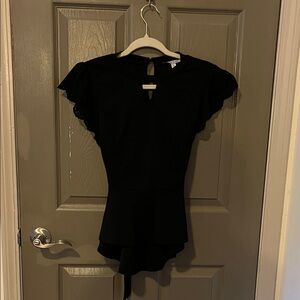 Elegant Black Women's Blouse Adjustable Waist
